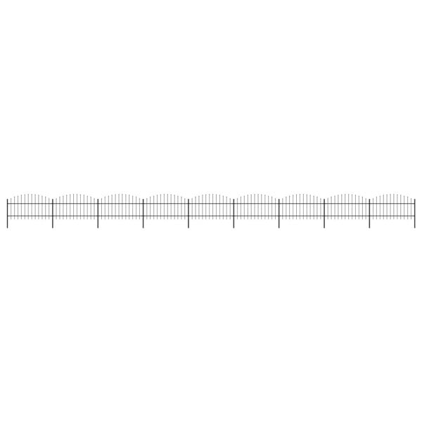 Berkfield Garden Fence with Spear Top Steel (1-1.25)x15.3 m Black