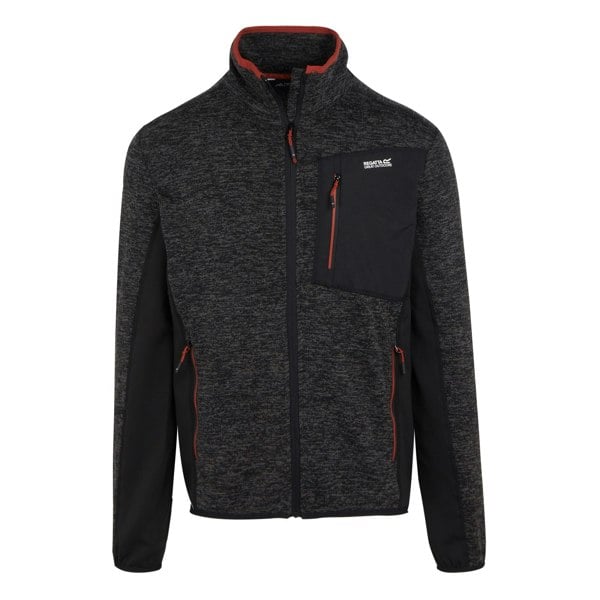 Regatta Mens Baslinn Marl Full Zip Fleece Jacket - Black Marl