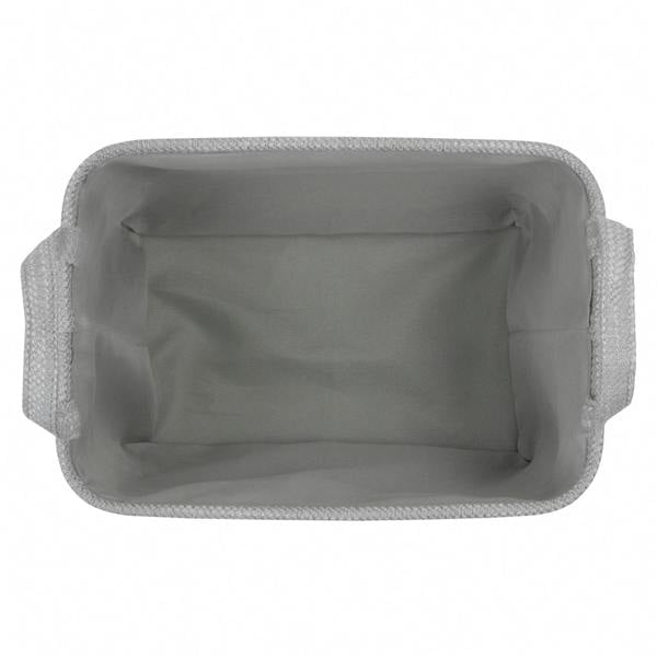 JVL Serena Rectangular Fabric Storage Baskets with Handles for Home Organisation, Light Grey