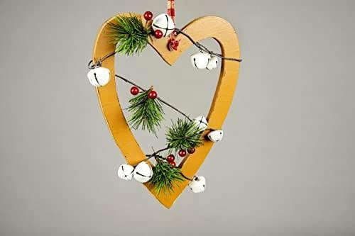 23 x 1.2 x 30 cm Light Brown Wooden Heart Hanging Decoration for Christmas and Seasonal Display image 4