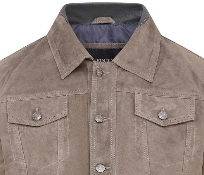 Infinity Leather Mens Goat Suede Leather Jeans Jacket- Nurmes