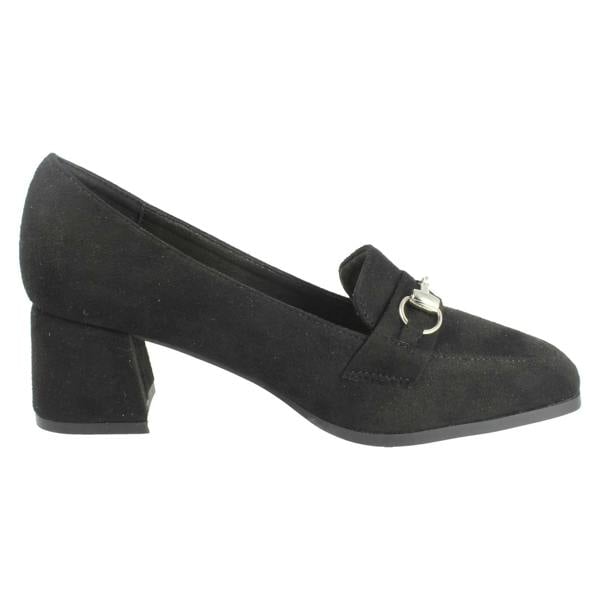 Spot On Ladies Spot On Buckle Detailed Slip On Mid Heel Court Shoe F90154