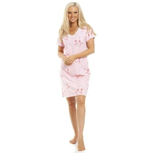 Camille Classic Rose Print Cotton Nightdress - large pink orchid