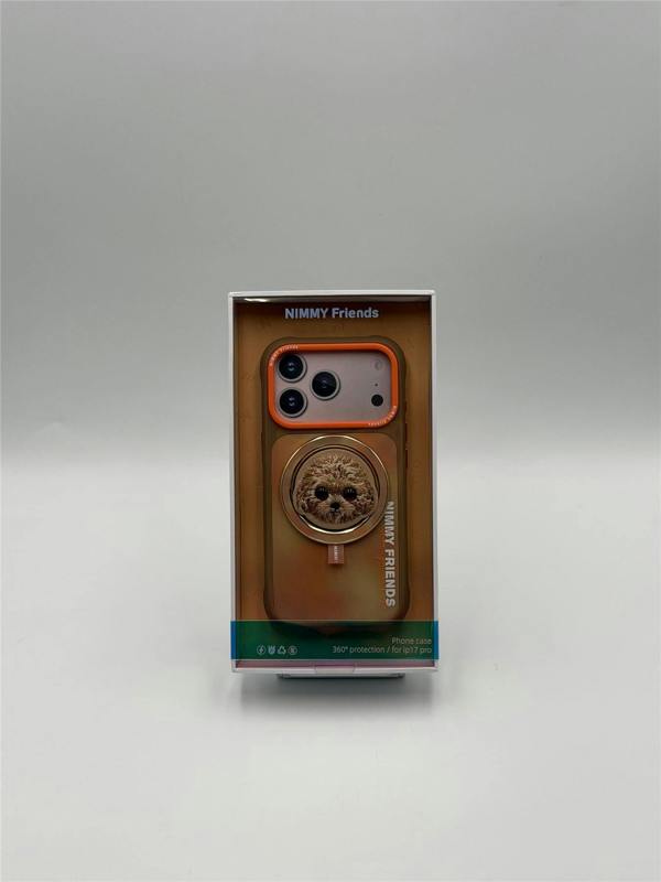 Nimmy Friends Nimmy Big Eye Cute Pet Poodle Dog Face Case with Detachable MagSafe Grip for iPhone 17 Pro 6.3" Brown Orange - N-XDY-CXZJZH-IP17-PRO-014
