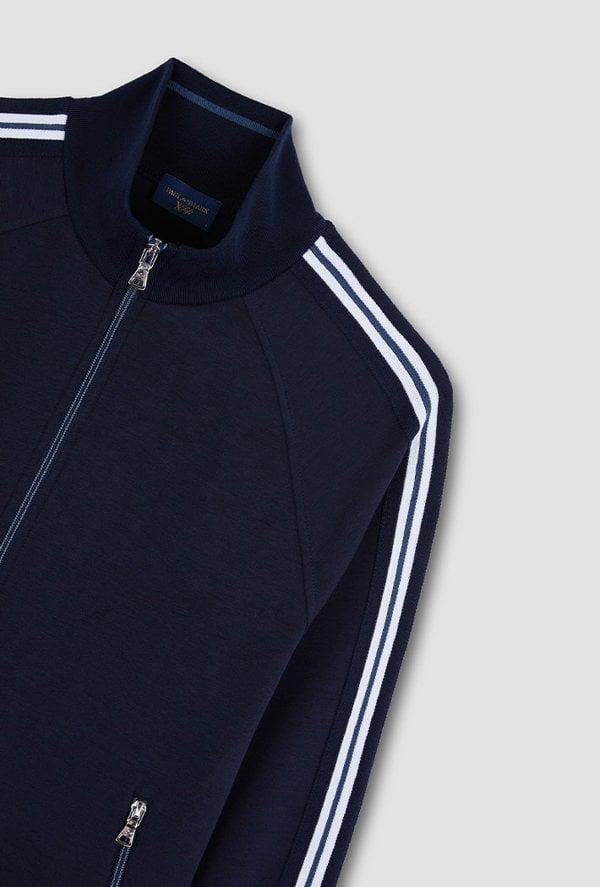 Paul & Shark Men's Shark Tag Active Fleece Cotton Full Zip Jacket - Navy