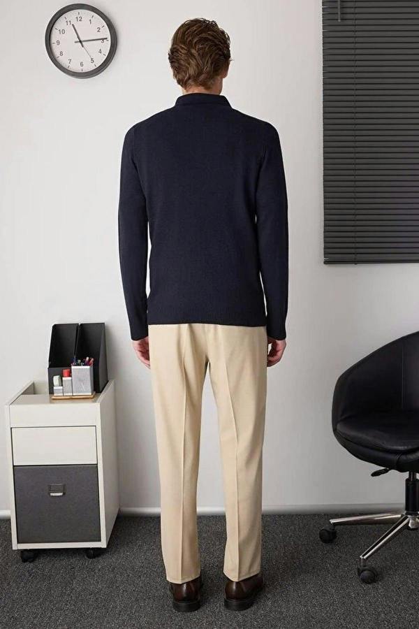 WOVCOR Polo Neck Buttoned Smart Knit Men's Sweater