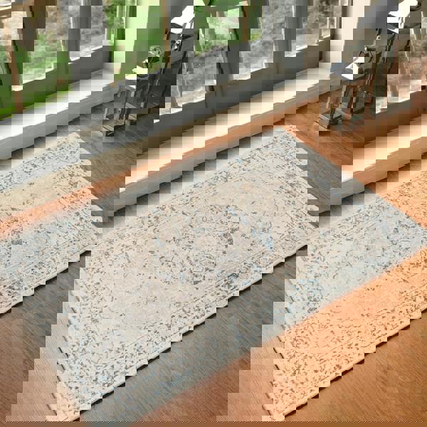 Livabliss Lillian-Washable Grey Blue Traditional Vintage Boho Rug