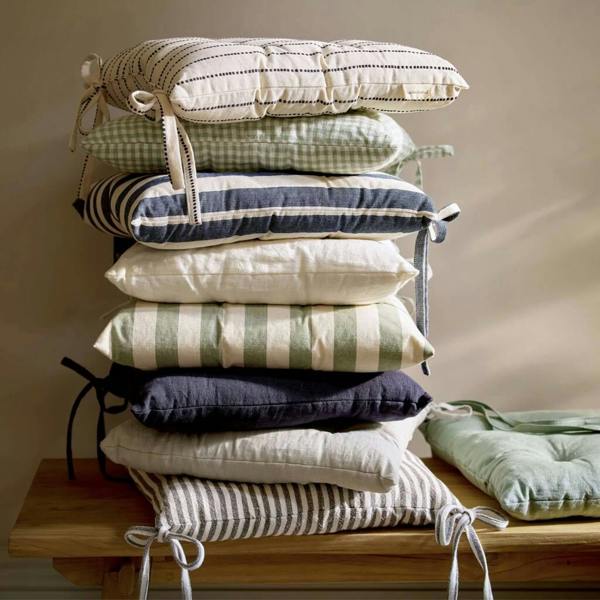 Grey And White Striped Seat Pad Cushion - alternative angle