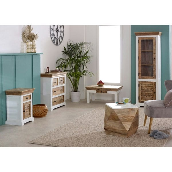 IH Design Milano Solid Mango Wood Bookcase   White