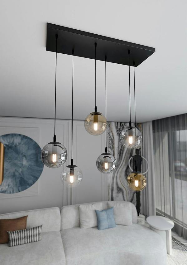 Emibig COSMO Pendant lamp  6 x E14 Black with Transparent, Graphite and Amber Shade