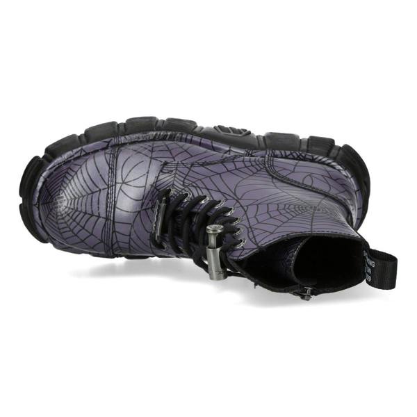 New Rock Purple Leather Gothic Military Biker Boots - MILI083CCT-C122