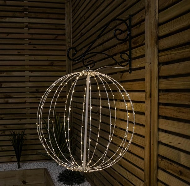 Samuel Alexander 50cm White Metal Folding Christmas Ball with 256 Warm White LEDs