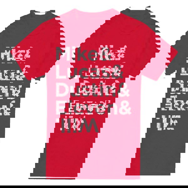 Stranger Things Mens Mike Lucas Dustin Eleven Will Names T-Shirt - Red