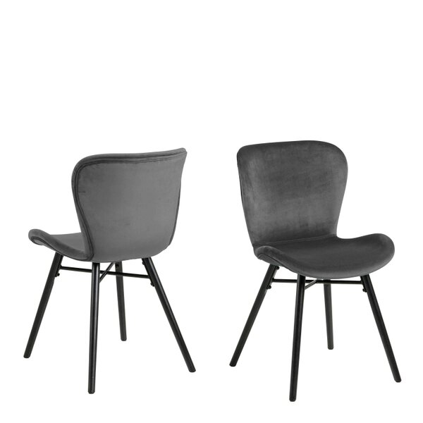 Wyld Haus Set of 2 Acorn Dark Grey Upholstered Dining Chairs