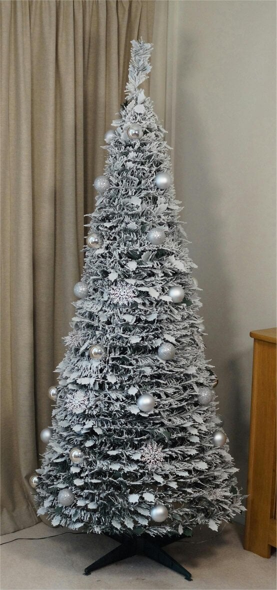 Scotts of Stow Xmas Haus PreLit Led Pop Up Silver Decor Xmas Tree