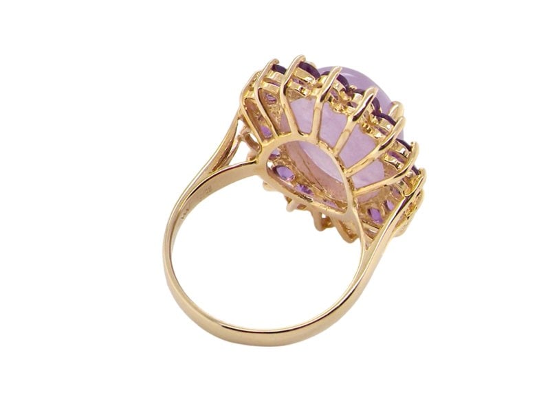 A large Jade and Amethyst dress ring rear view