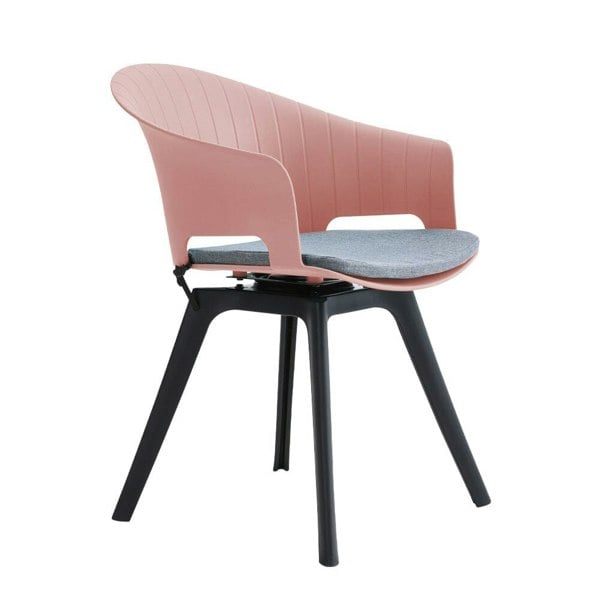 Versatile Gray Swivel Plastic Chairs, Set of Four, Durable and Lightweight Living and Home