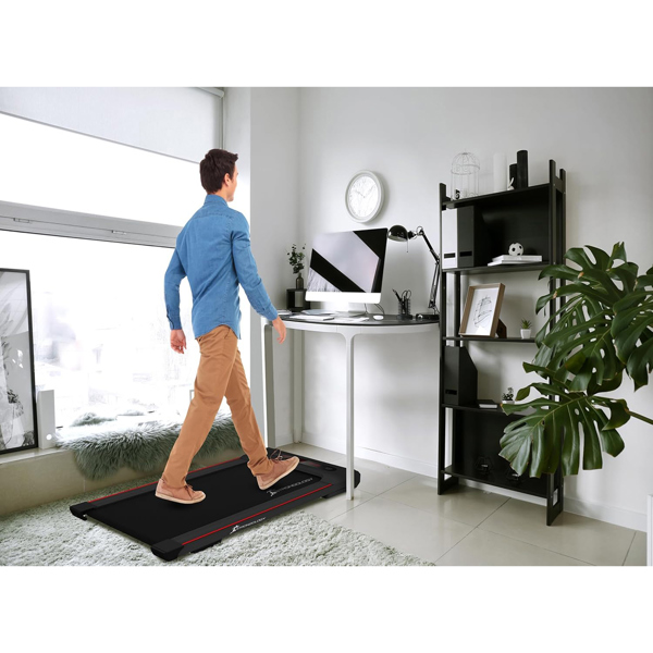 Strongology MOTIONIC BLACK Home and Office Ultra Quiet Adjustable Speed 1-8km/h Slimline 2.5HP Bluetooth Treadmill with LED Display - Fully Assembled