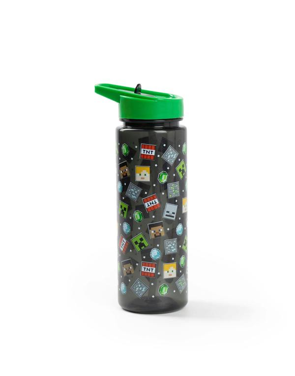 Minecraft Unisex Kids Black Printed Straw Water Bottle (One Size)