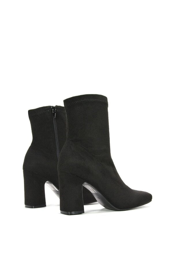 XY LONDON Stretch Zip Up Ankle Boots with Block Heel