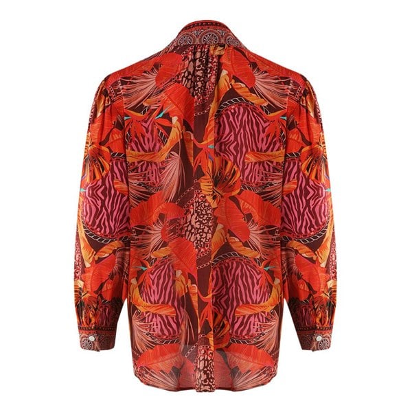 Inoa Congo Rainforest 1202115 Long Sleeve Blouse Silk Shirt - Red