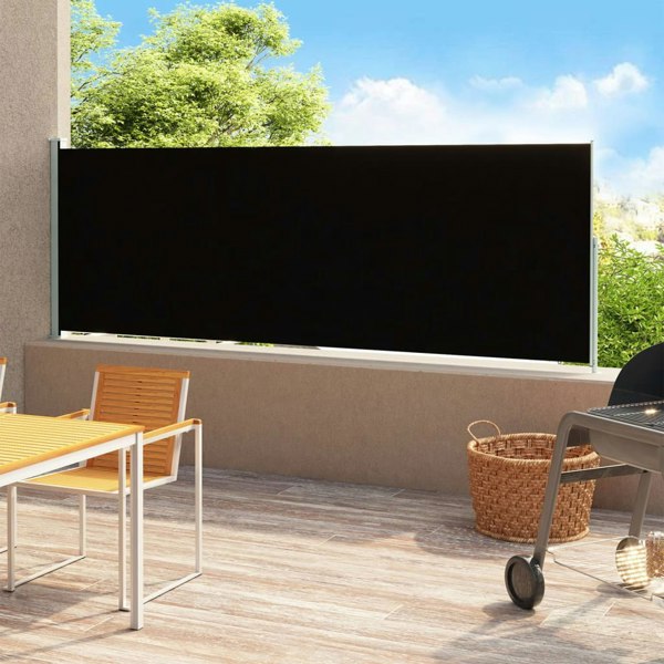 Berkfield Patio Retractable Side Awning 200x500 cm Black