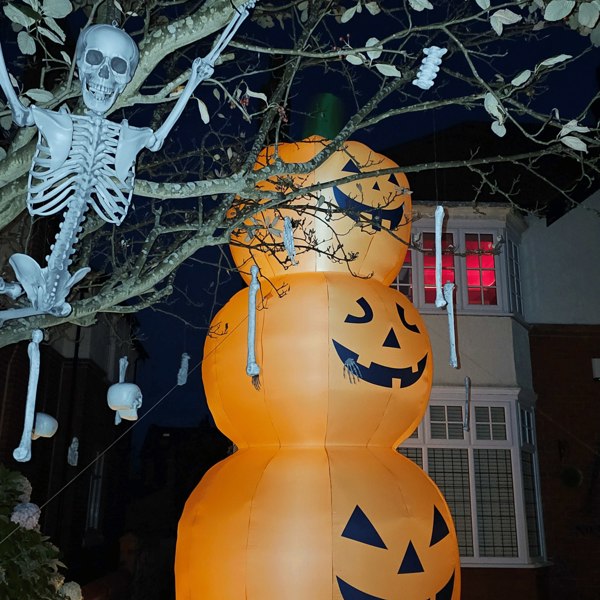 Samuel Alexander Giant: 20ft (6m) Inflatable Light up Halloween Stacked Pumpkin Decoration with 28 LEDs