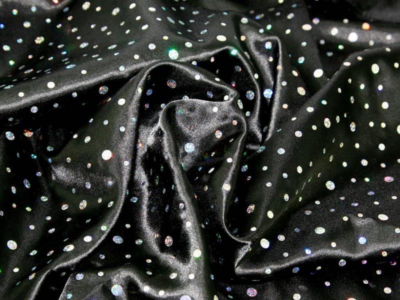 Minerva Core Range Deadstock Sequin Satin Fabric - Spots Design Dressmaking Fabric, 150 cm / 60" Wide - per metre