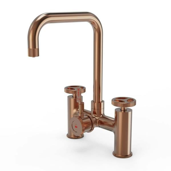 Flode kraft | Industrial Bridge Style 3 in 1 Instant Boiling Tap | Brushed Copper Finish