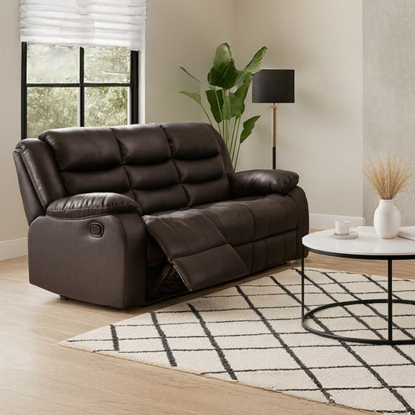 Furnishings For Less Venice Leather Reclining 3 Seater Sofa
