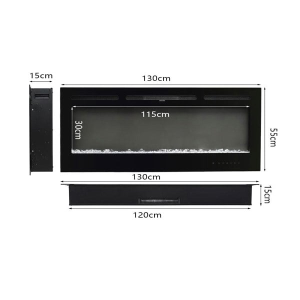 50 Inch Wall Mounted Electric Fireplace Insert Heater 9 Flame Colours 1800W Wall Mounted Fireplaces Living and Home