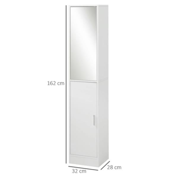 Dyzi Tall Mirrored Bathroom Cabinet 5 Shelves Adjustable Storage White