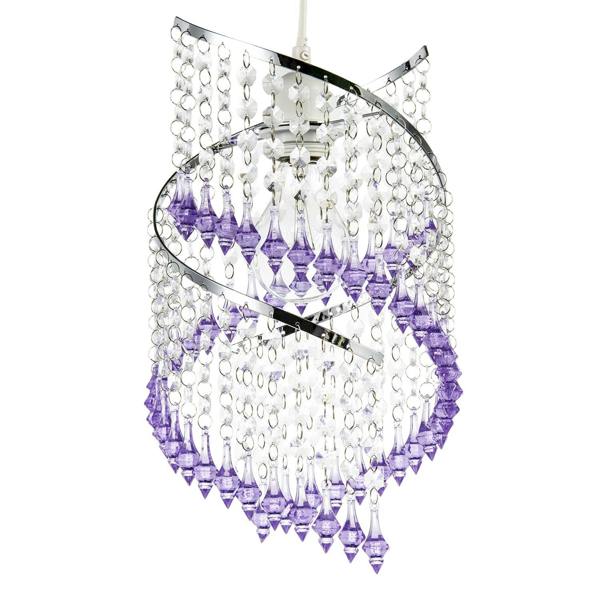 Modern Spiral Waterfall Pendant Shade with Purple and Clear Acrylic Image 4