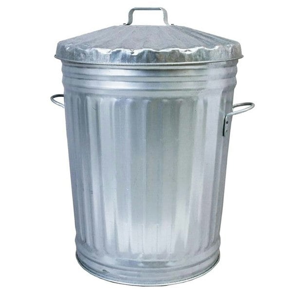  2 x 90L Galvanised Metal Home Kitchen Storage Rubbish Bin With Lid & Handles