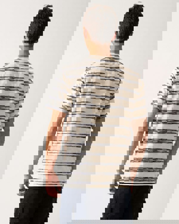 GANT Mens Striped Crew Neck Short Sleeve T-Shirt - 130 Cream - CHO - Designer Mens T-Shirts & Tops