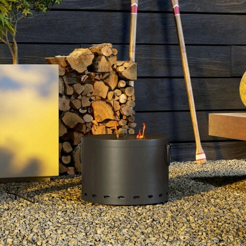 Wyld Haus Lasatta Small Steel Dark Grey Smokeless Portable Fire Pit with Spark Screen And Poker
