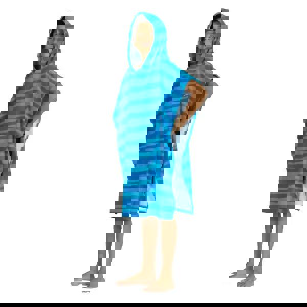 Zoggs Nautical Stripes Kids Poncho Hooded Towel Robe - Blue