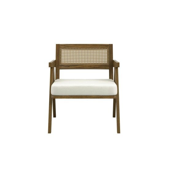 Wyld Haus Martone Wooden Rattan Ecru White Woven Accent Chair