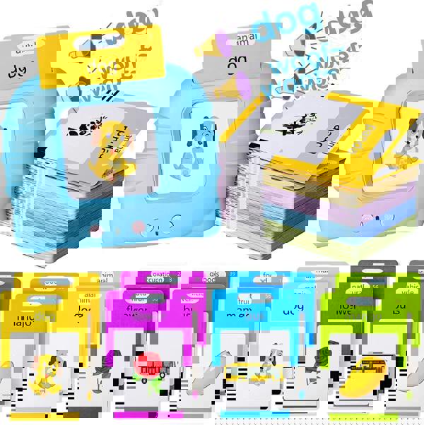 Dyzi 224 Words Talking Flash Cards Preschool Learning Toy 2-6 Yrs Toddler Blue/Pink