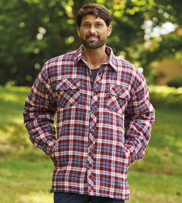 Pennine Sherpa shirt in red check, classic fleece-lined design for outdoor comfort and countryside style in cooler conditions