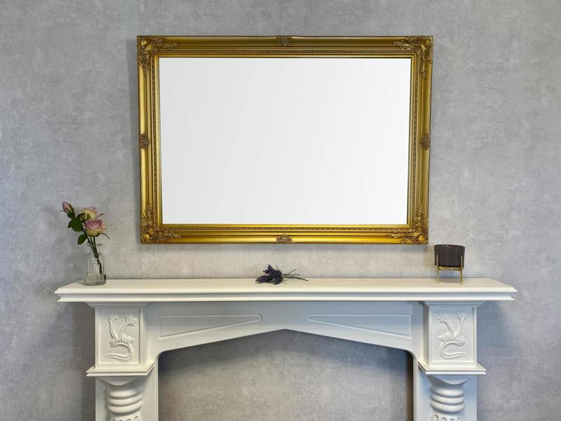 Downton Interiors Antique Gold Extra Large Wood Frame Wall Mirror 106cm 75cm