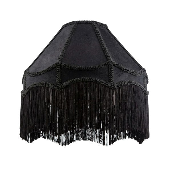 Traditional Victorian Empire 40cm Lamp Shade in Jet Black with Tassels Image 1