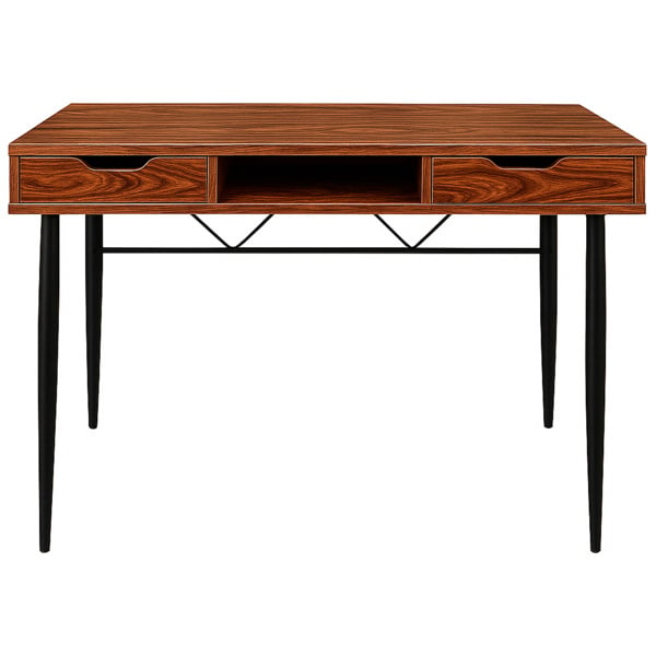 MDA Designs Kenora Home Office Study Ergonomic Desk Table Workstation with Drawers Walnut Black