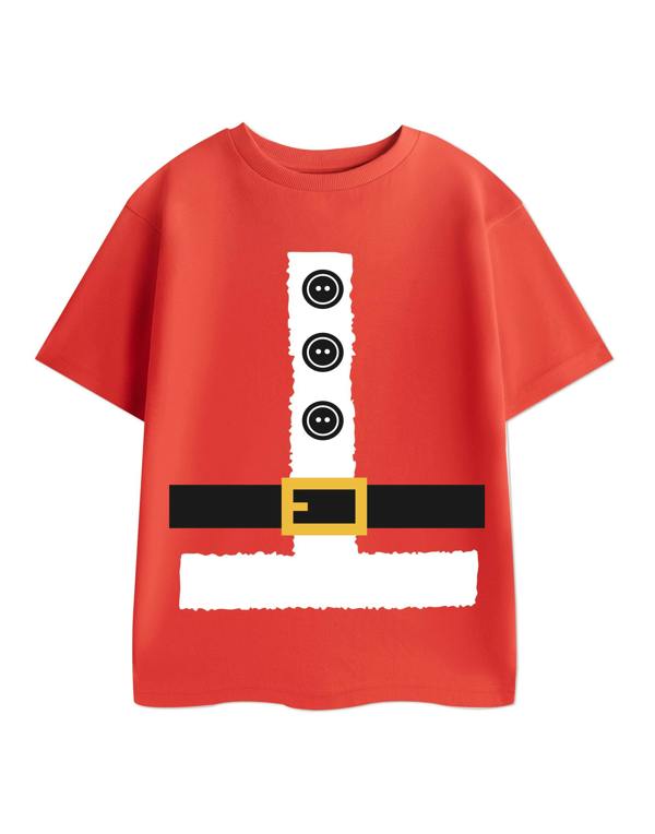 Show Me The Merch Unisex Kids Red Santa Short Sleeved T-Shirt