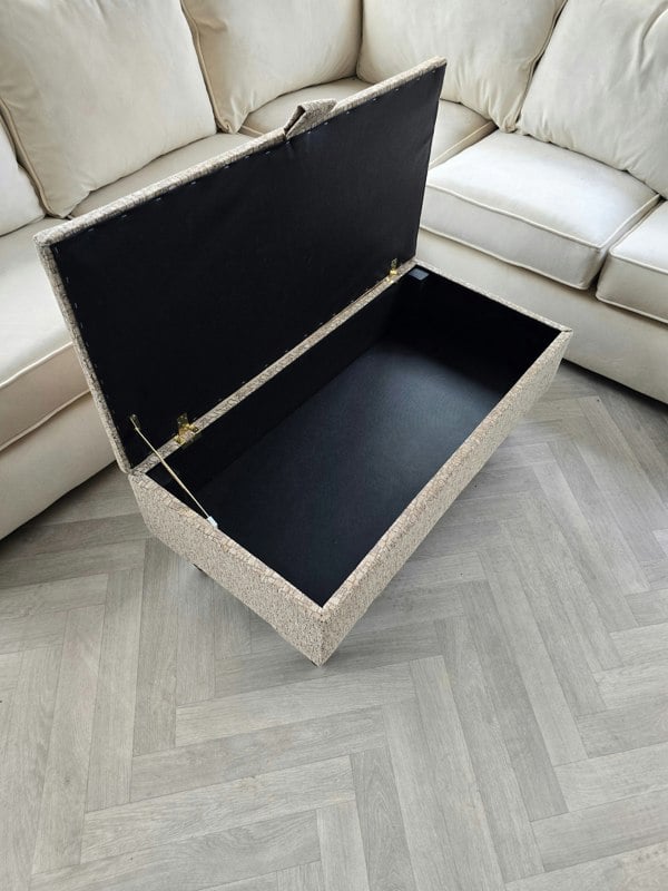 ISTOOLS Animal Print Cream Storage Ottoman Bench – Coffee Table, Pouffe Seat & Hidden Storage