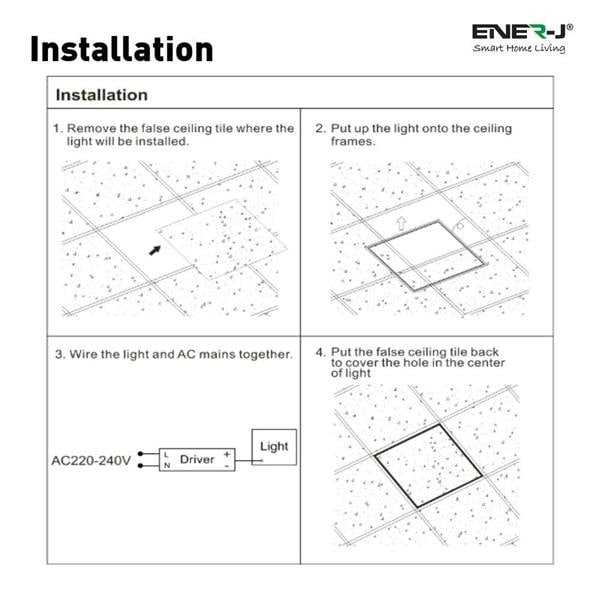 LED borderline panel light installation guide for suspended ceiling grid mounting in offices and commercial buildings