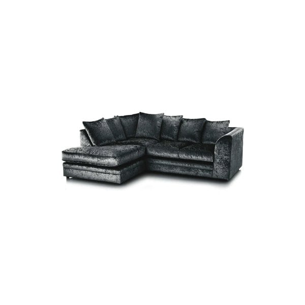 Dylan Crushed Velvet 4 Seater Fabric Corner Sofa in Black