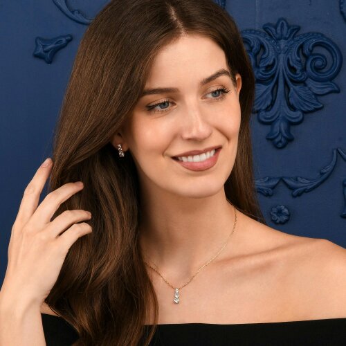 Zavana Dainty Gold Trilogy Pendant Necklace for Women