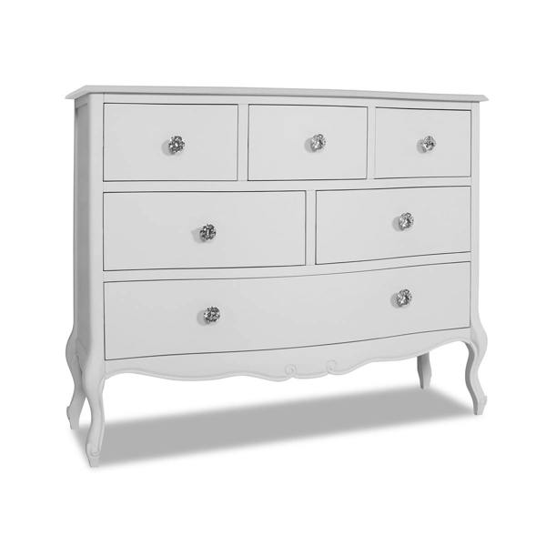 Statement Furniture Juliette Vintage Chic 6 Drawer Large Chest with Crystal Handles