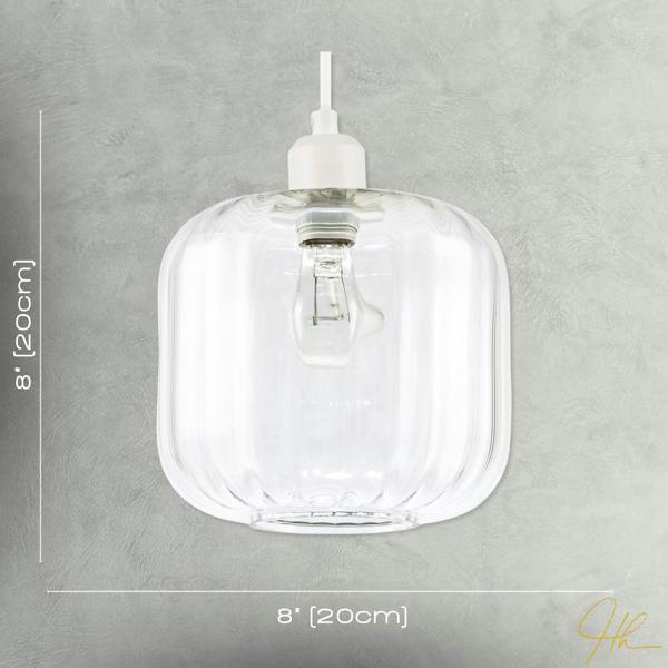 Contemporary Transparent Glass Wide Ribbed Square Pendant Light Shade Image 7